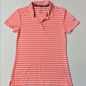 Nike Golf Dri-Fit Women’s Peach/Cream Strip Shirt Sz XS